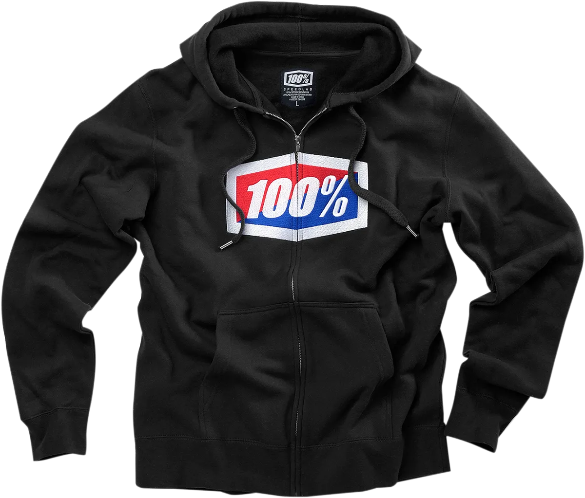 100% Official Fleece Zip-Up Hoodie - Black - Large 20032-00012