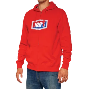 100% Official Fleece Zip-Up Hoodie - Red - XL 20032-00018
