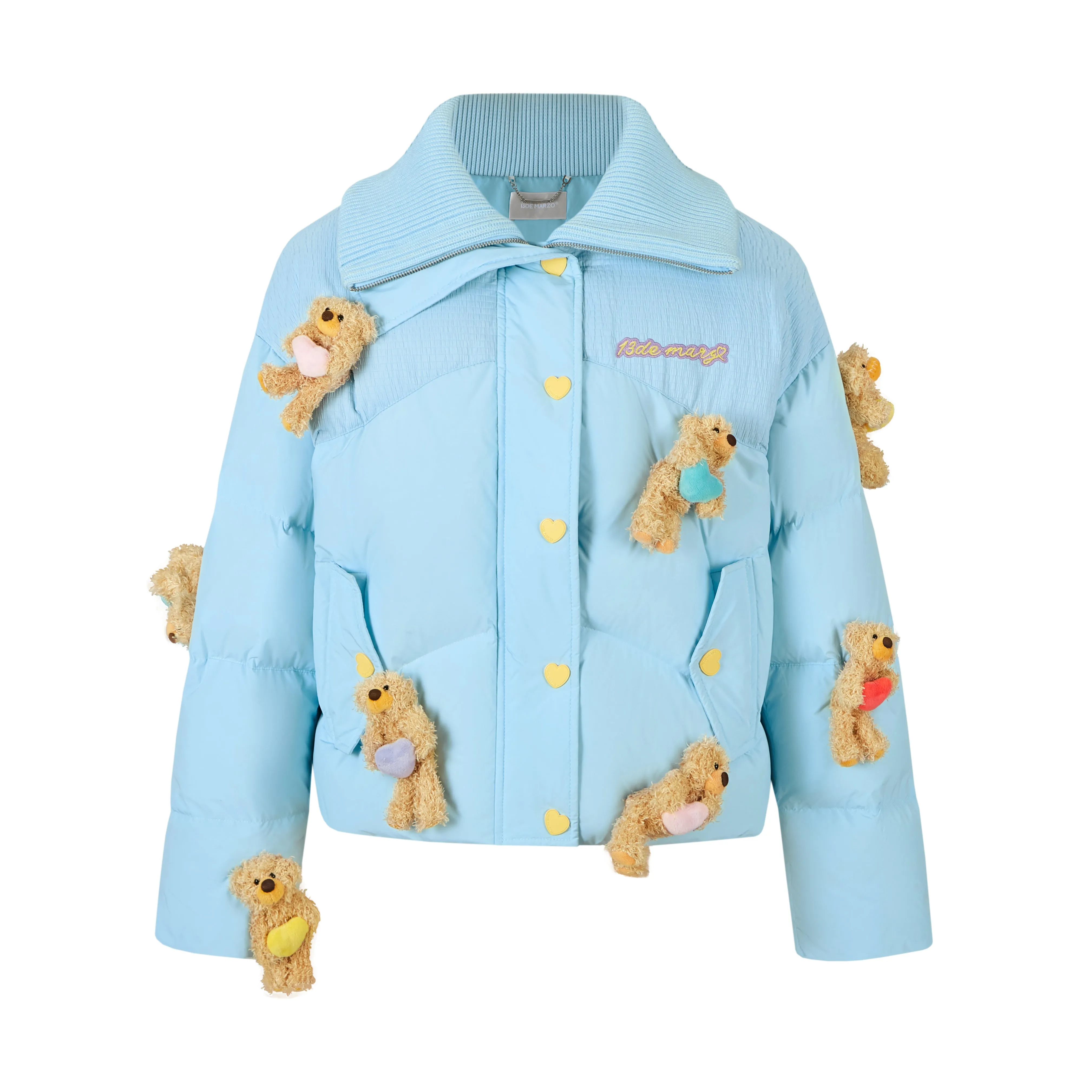 13DE MARZO Bear Heart Luminous Down Jacket