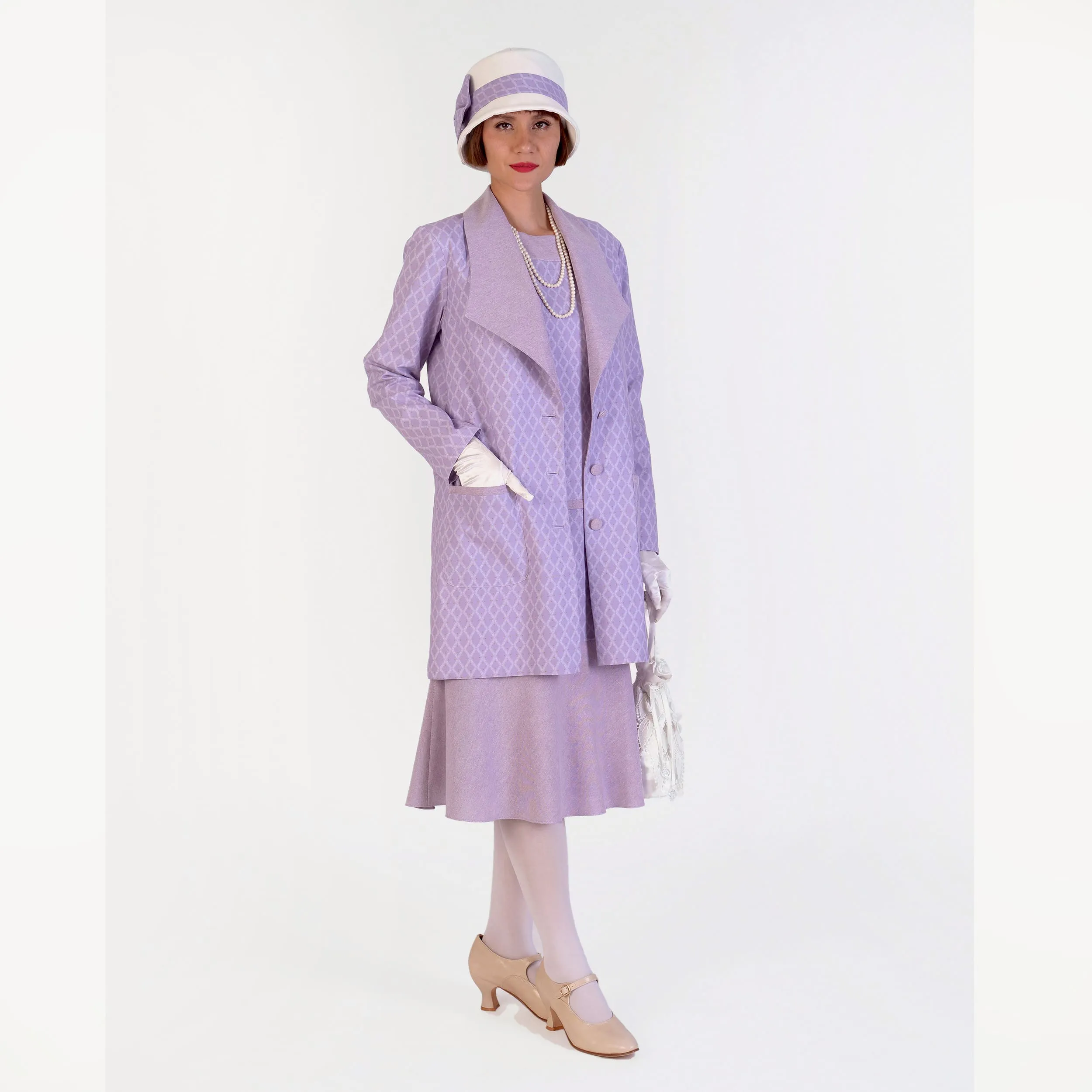 1920s cotton jacket - or 2-piece ensemble with dress - in light purple