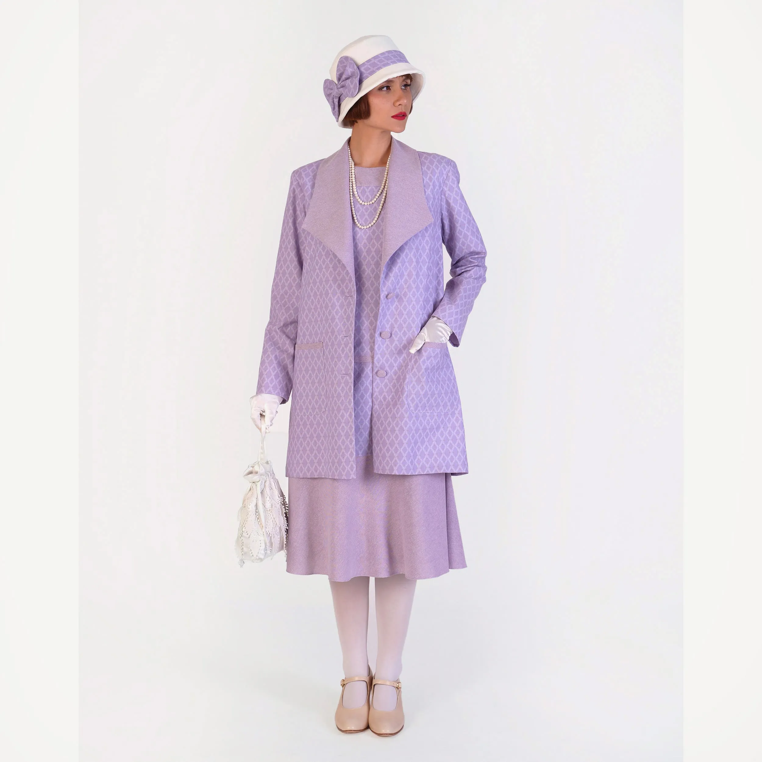 1920s cotton jacket - or 2-piece ensemble with dress - in light purple
