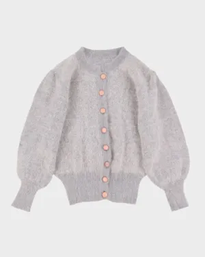 1980s Style Lilac Angora Knitted Cardigan - S