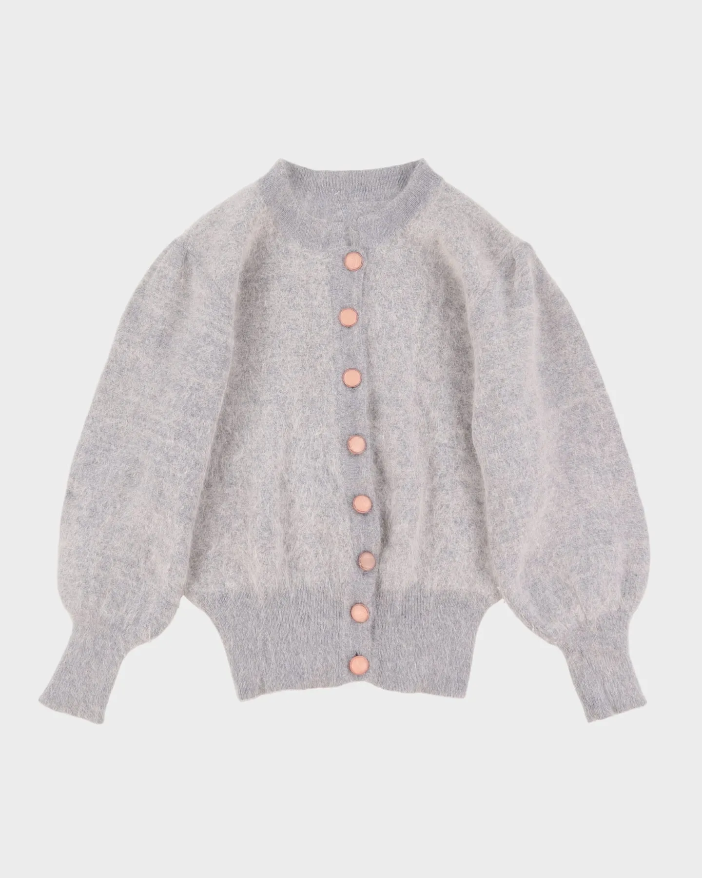 1980s Style Lilac Angora Knitted Cardigan - S