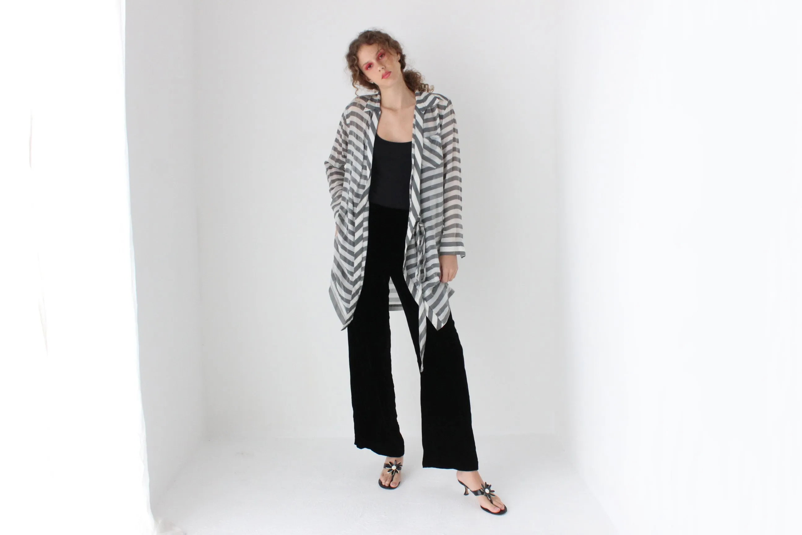 2000s Diane Von Furstenberg Striped Silk Wrap Top