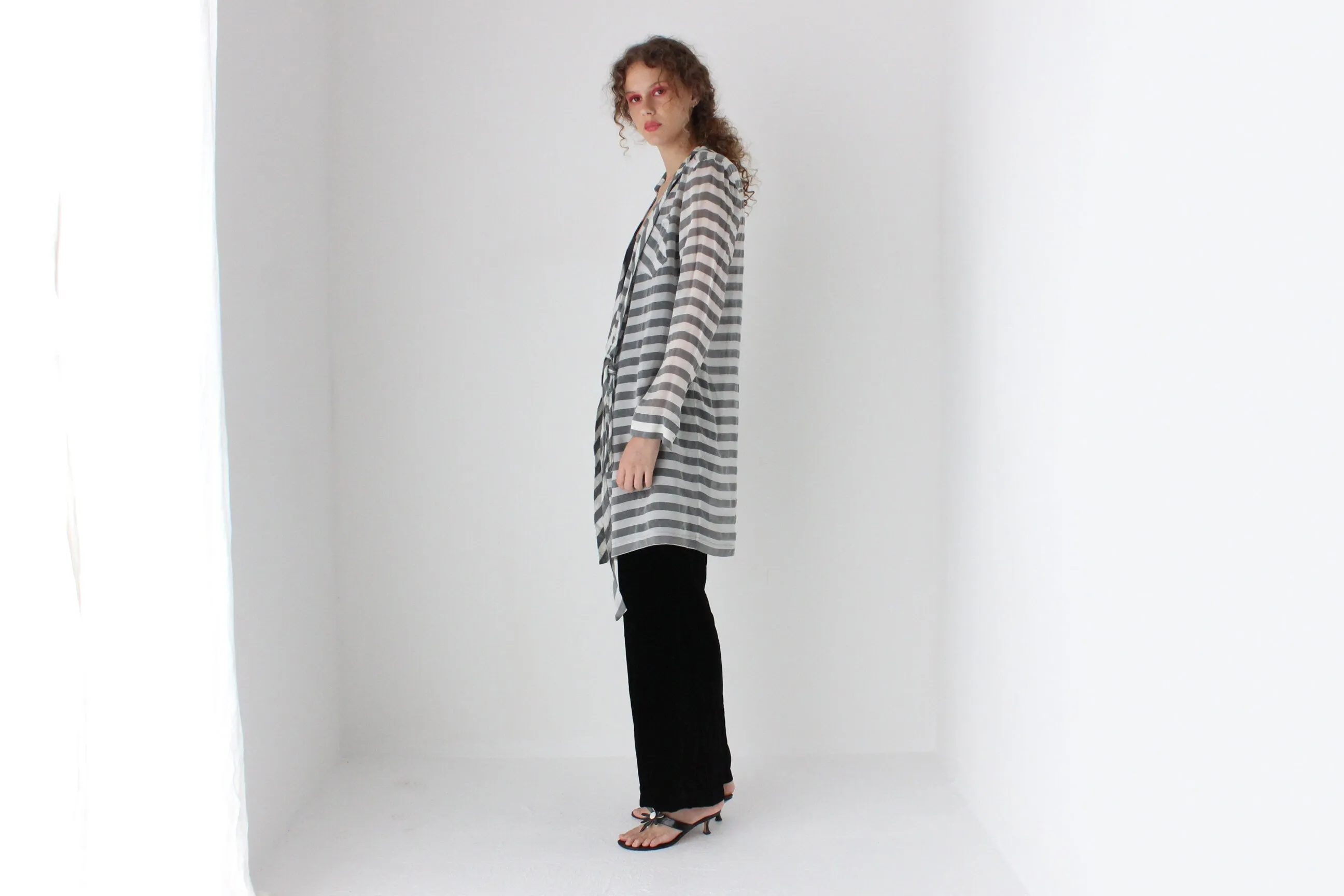 2000s Diane Von Furstenberg Striped Silk Wrap Top