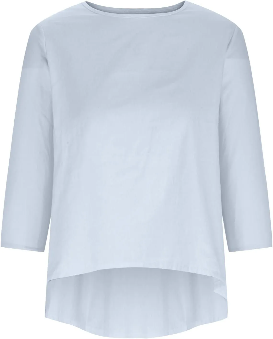 2025 Plus Size Linen Tops Peasant Shirts Women 3/4 Sleeve Dressy Tees Summer Crew Neck Loose Fit Flowy Tunics