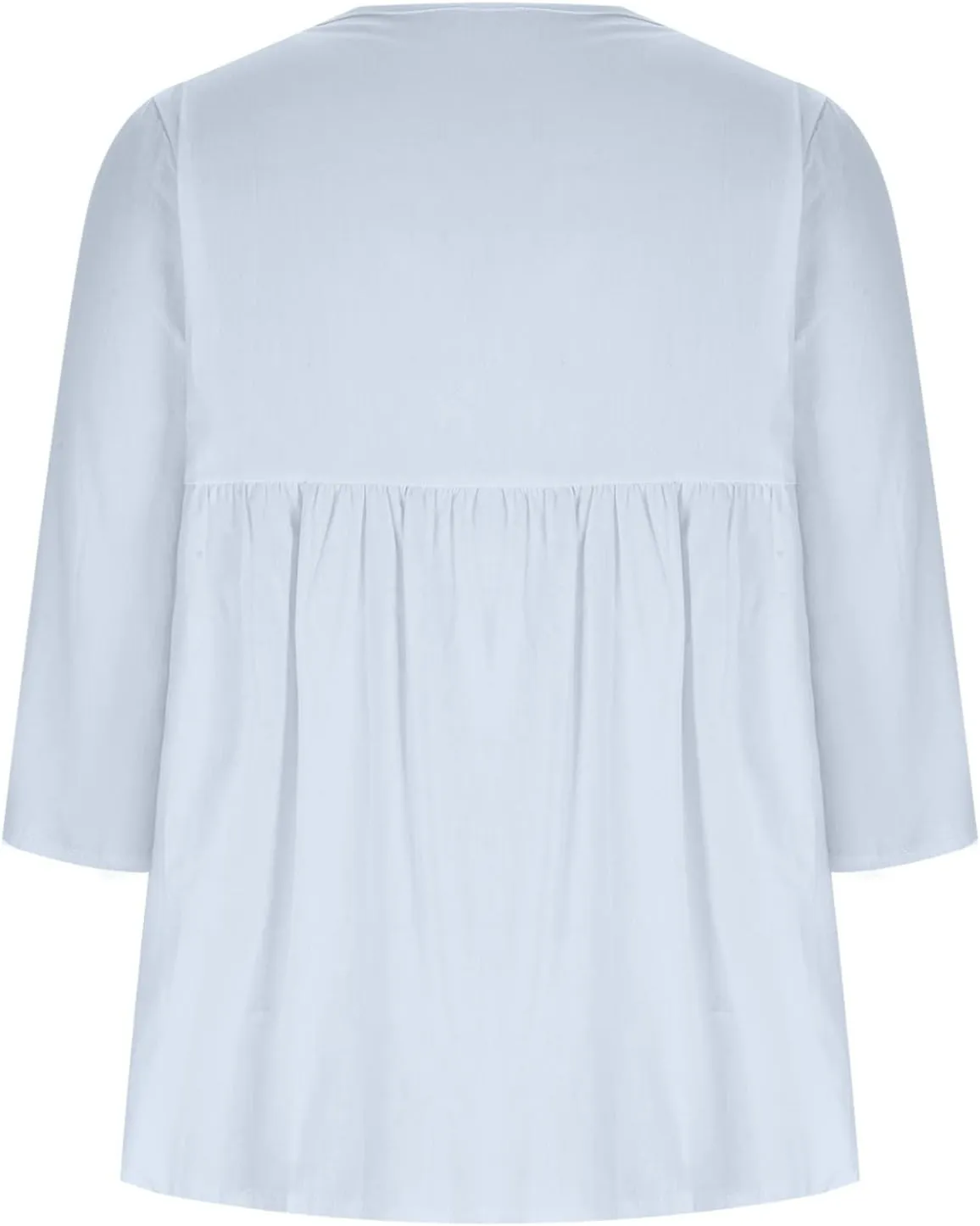 2025 Plus Size Linen Tops Peasant Shirts Women 3/4 Sleeve Dressy Tees Summer Crew Neck Loose Fit Flowy Tunics