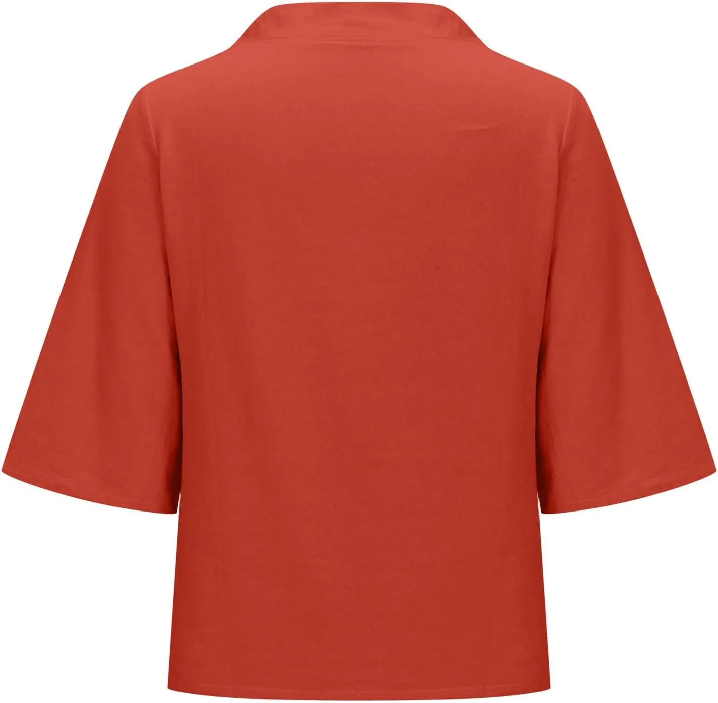 2025 Spring Summer Cotton Linen Shirts V-Neck Short Sleeve Tops Dressy Casual Plain Blouse Loose Comfy Tees Tunics
