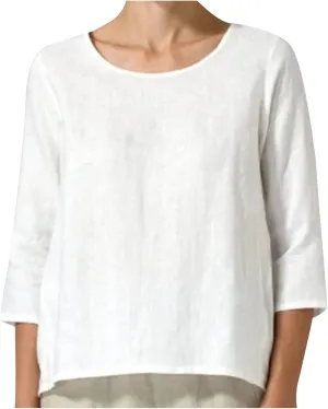2025 Womens Linen 3/4 Sleeve Blouse Crew Neck Summer Casual Tops Loose Fit Flowy Tunics Tees Dressy Peasant Shirts