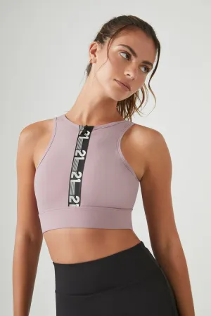 21 Graphic Zip-Up Sports Bra