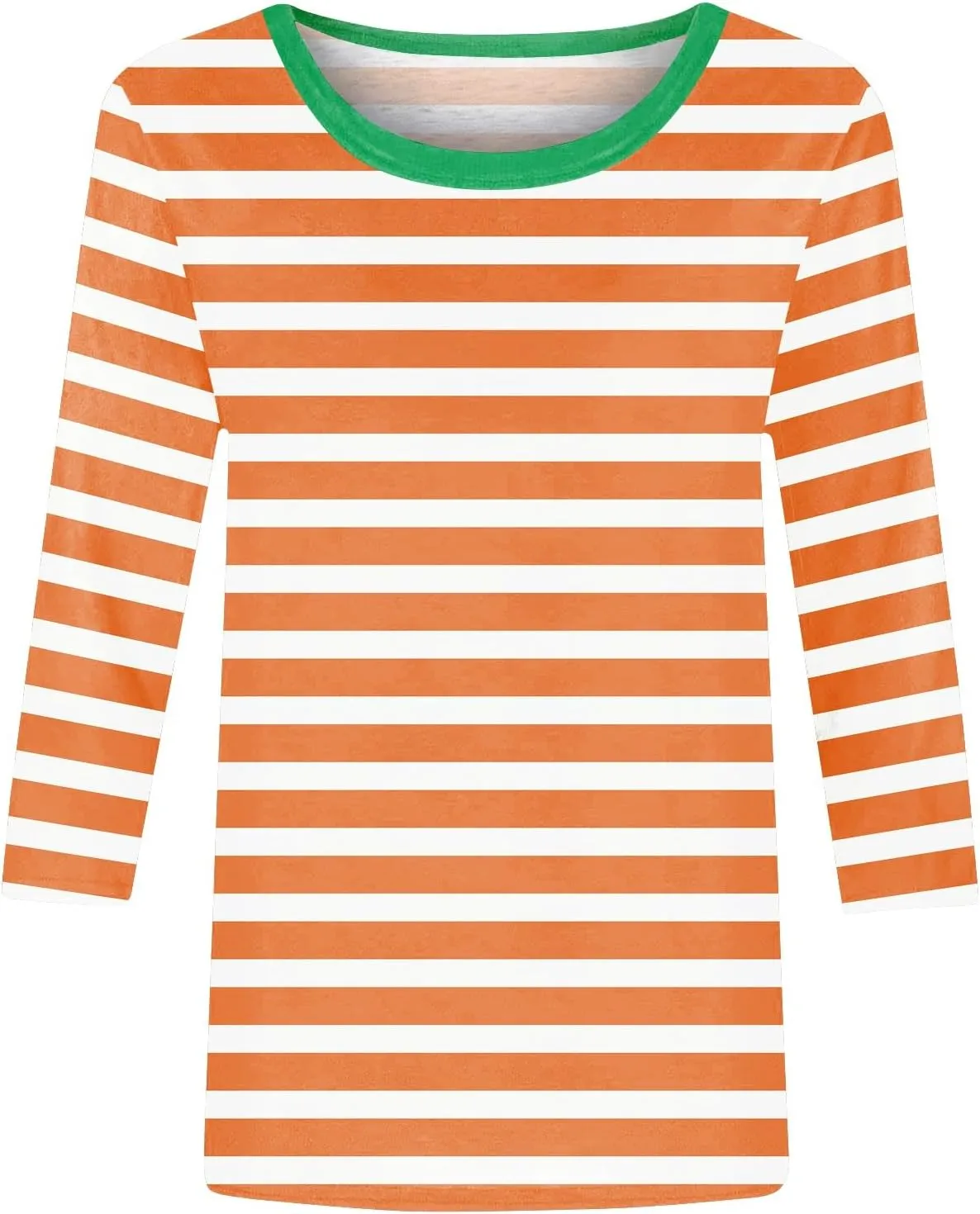 3/4 Length Sleeve Womens Tops Plus Size,Basic Elbow Sleeve Workout Top Striped Shirt Crew Neck 3 Quarter Sleeve Tees