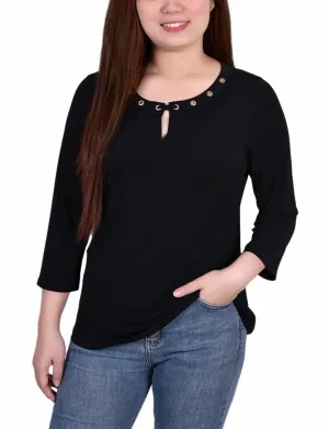 3/4 Sleeve Grommet Top NonFade Dye