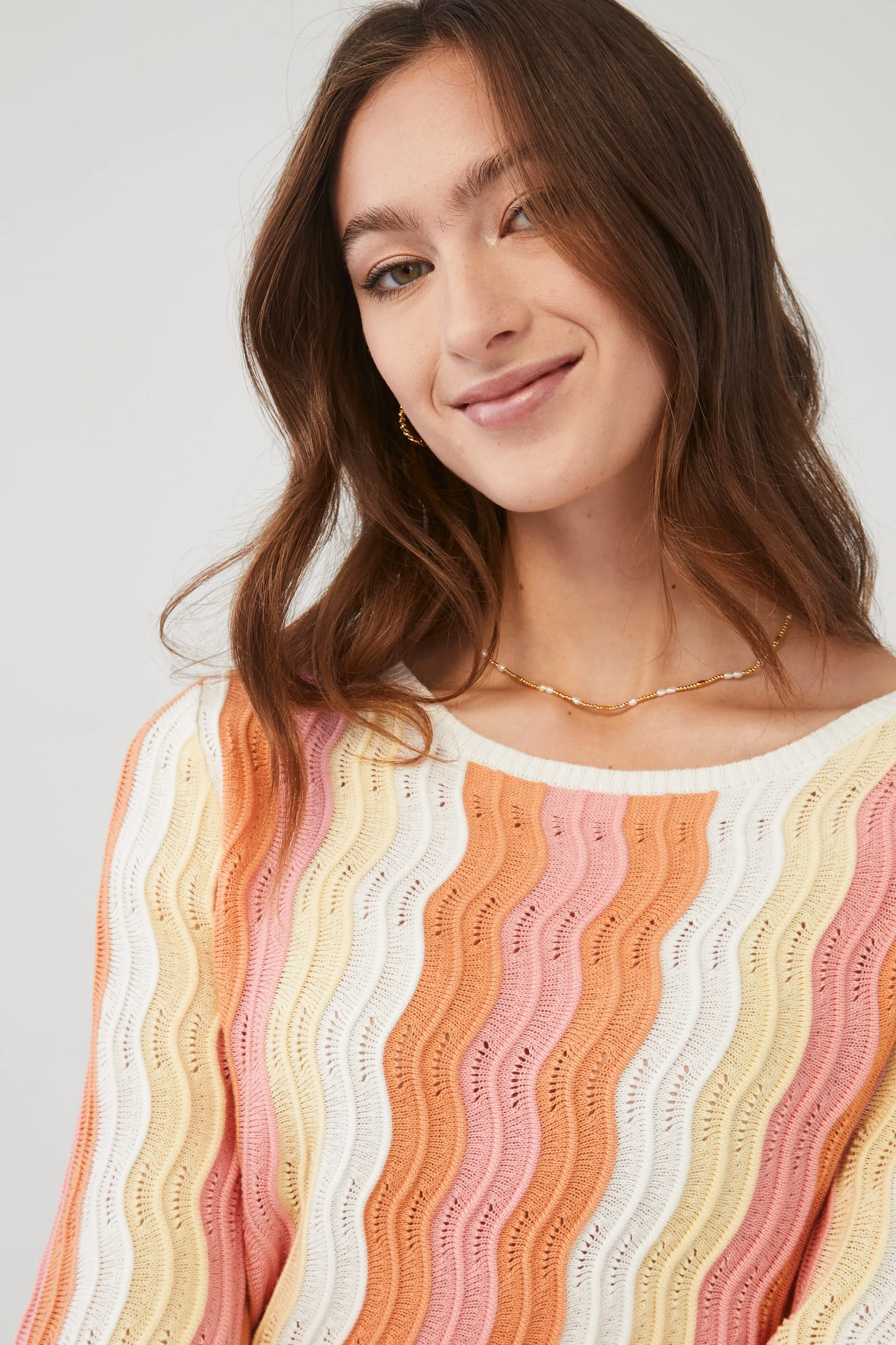 3/4 Sleeve Pointelle Sweater