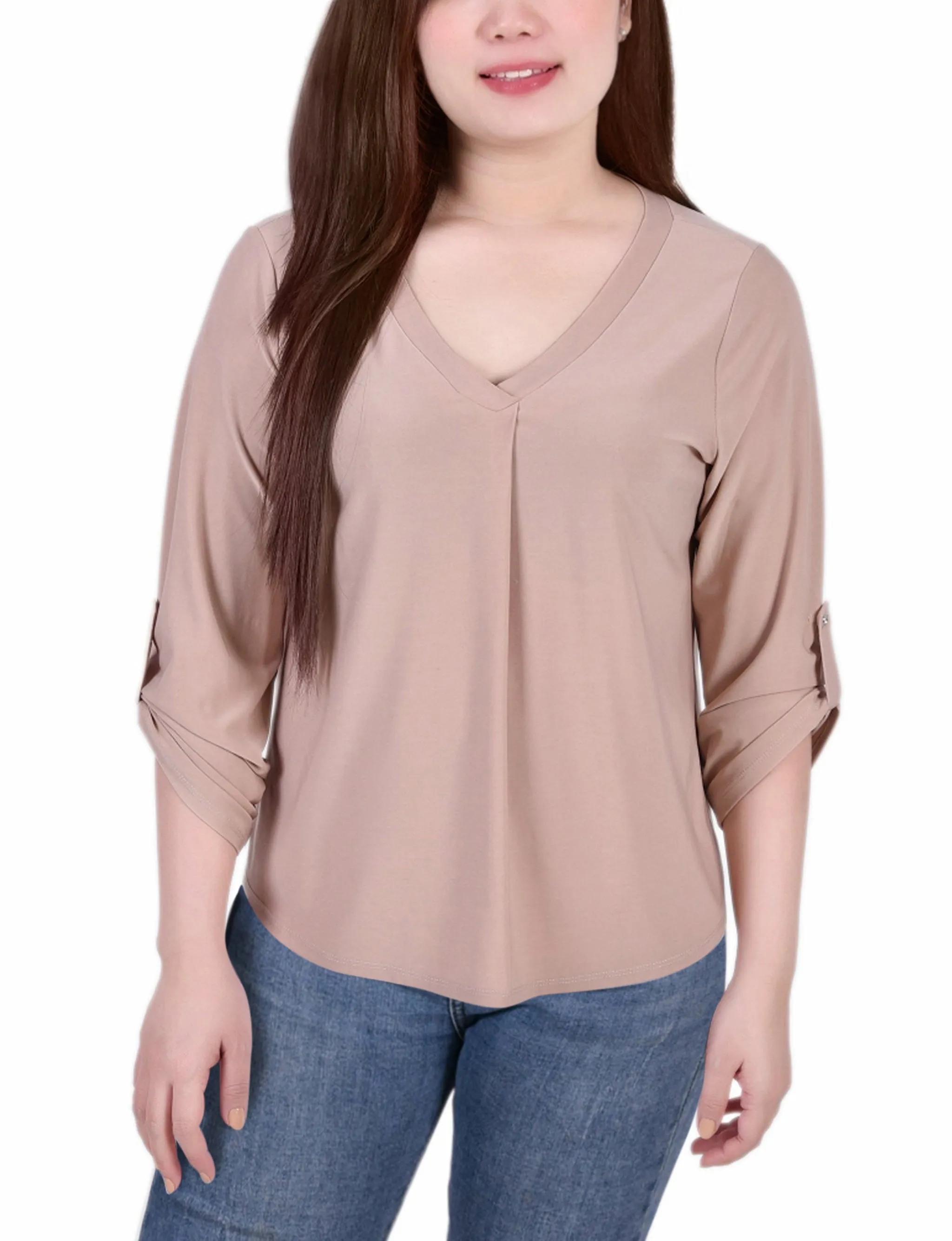 Reversible design Abrasion Resistant Surface 3/4 Sleeve V Neck Top