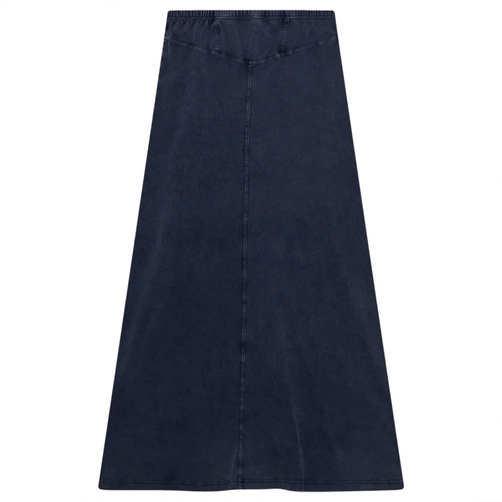 Street Ready 5 Stars Dark Denim Wash Long Skirt with Pointy Yolks SB3CPT4783LS