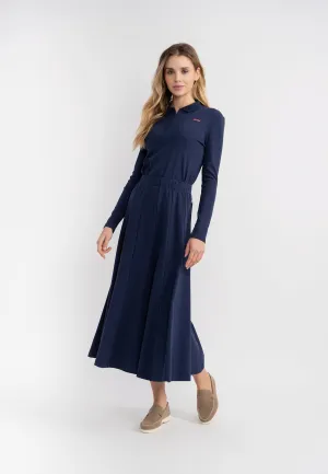 5 Stars Navy Midi Panel Skirt SB5CPT7192S Seamless Finish