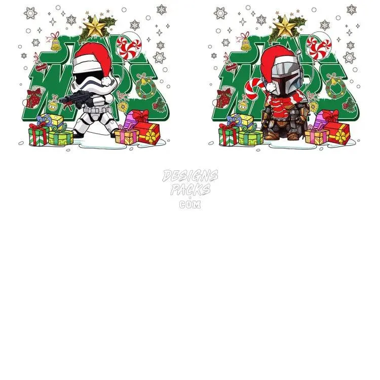 6 Space Movie Star Christmas Designs Bundle PNG