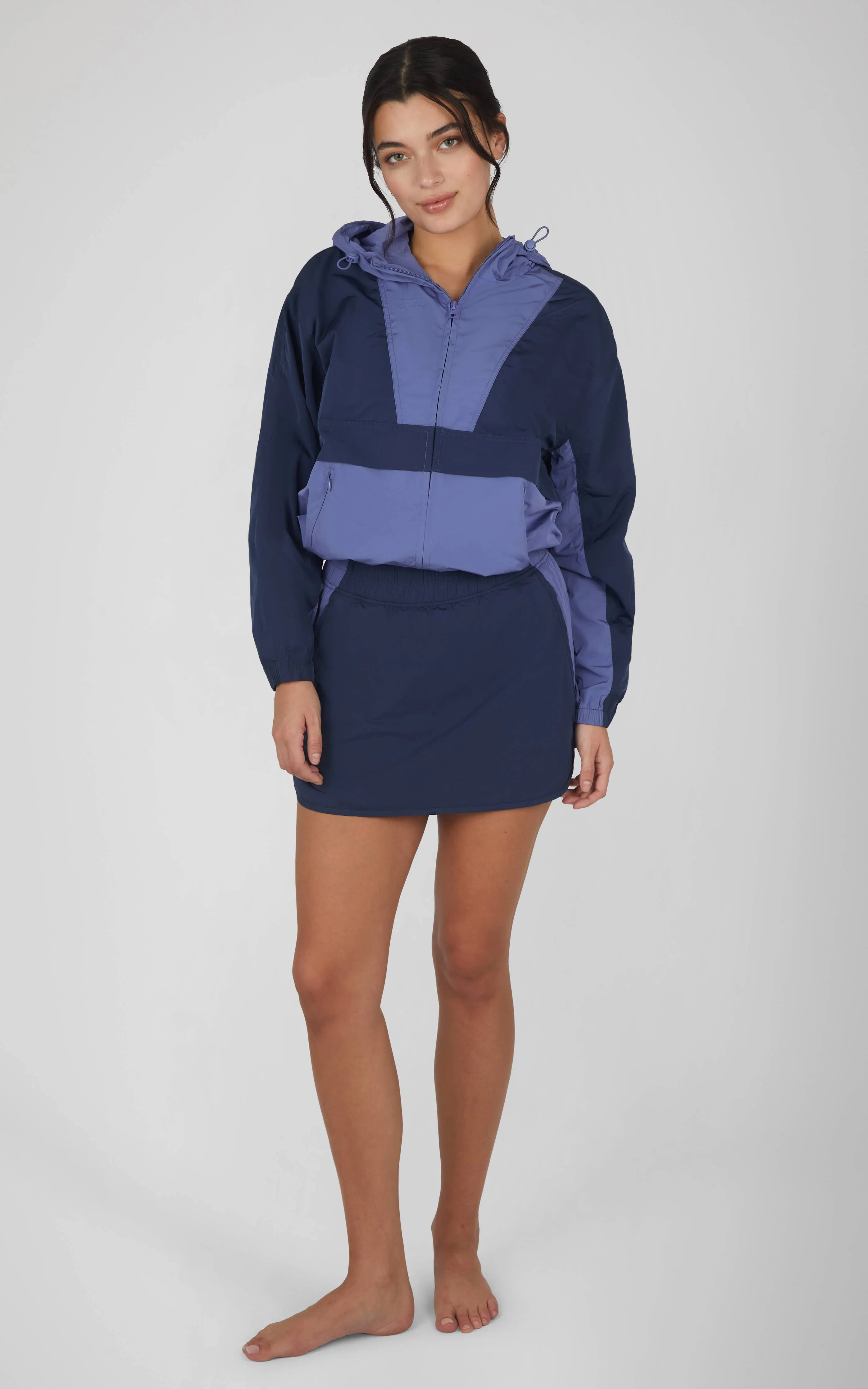 90 Degree by Reflex - Trendy Color Block Accent Hoodie Jacket WOMEN