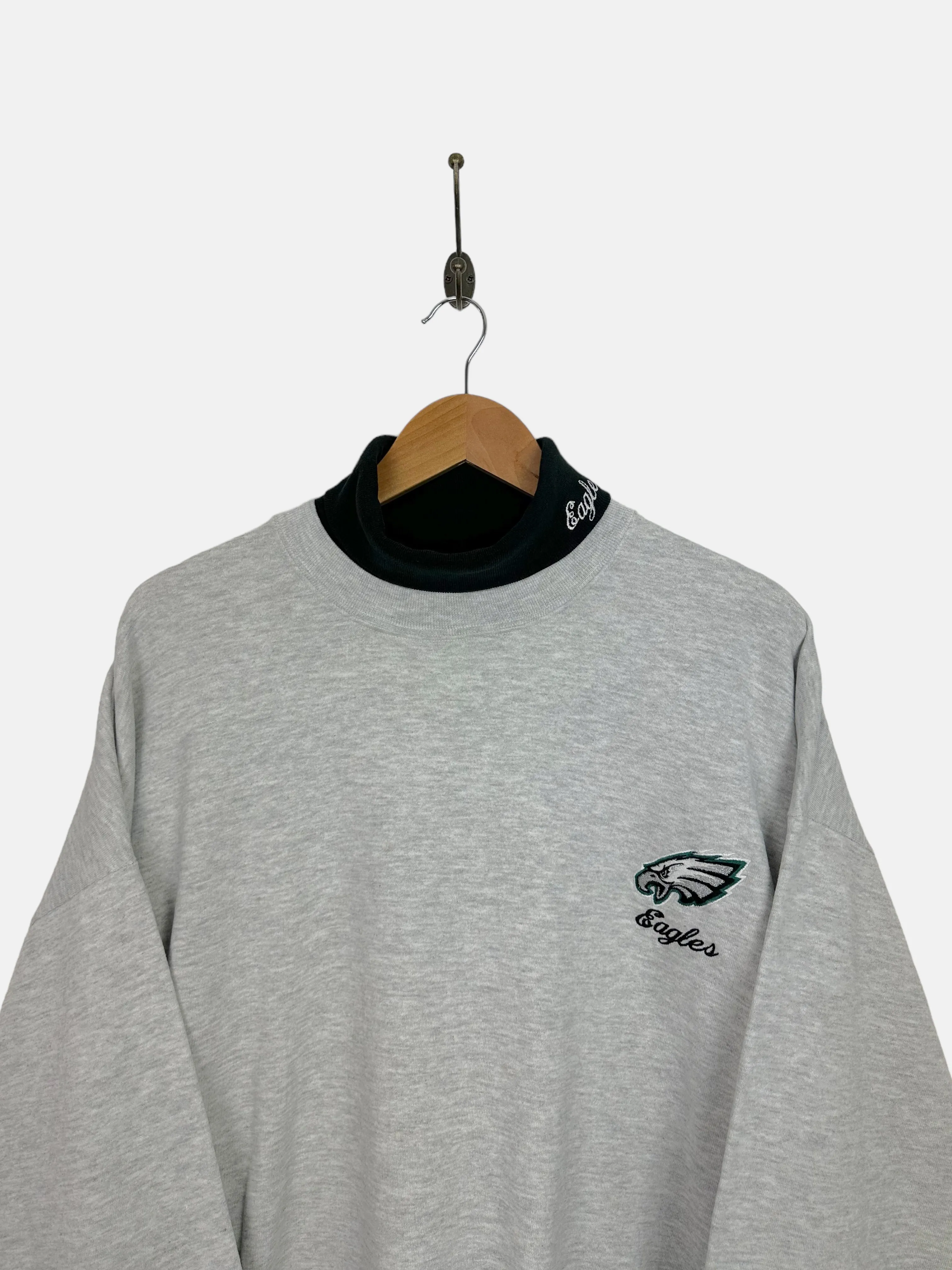 90's Philadelphia Eagles NFL Embroidered Vintage Mock-Neck Sweatshirt Size XL
