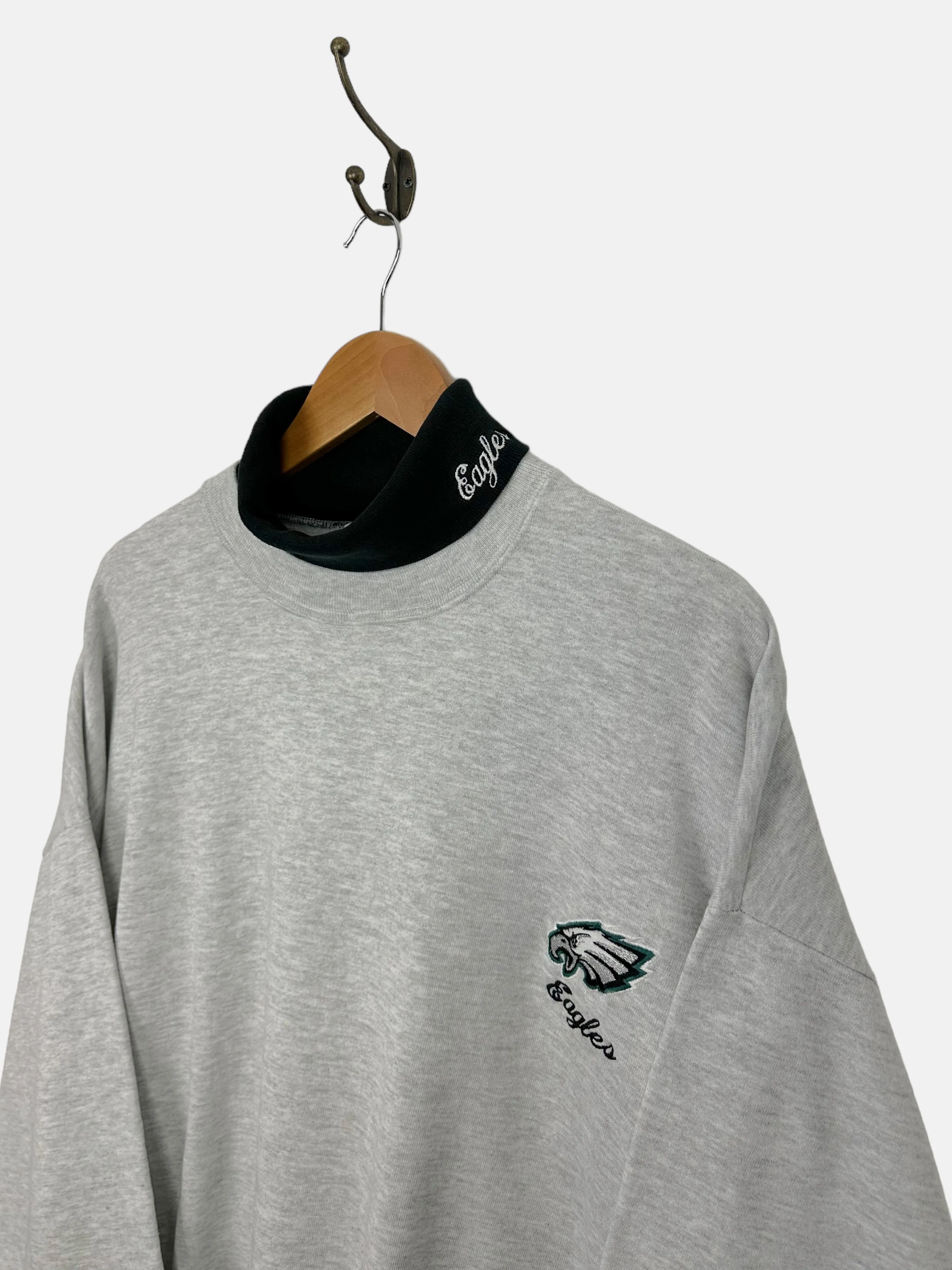 90's Philadelphia Eagles NFL Embroidered Vintage Mock-Neck Sweatshirt Size XL