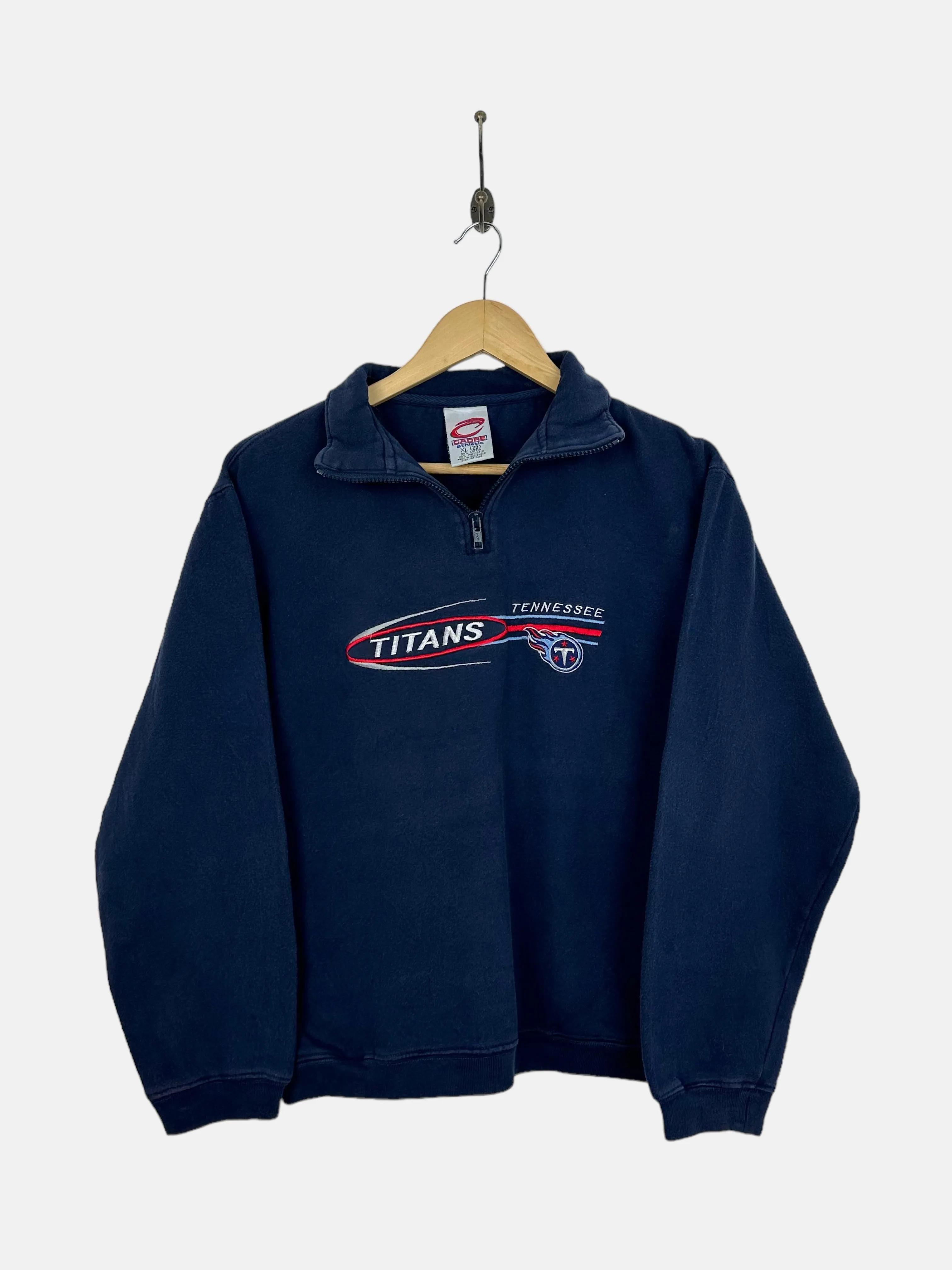 90's Tennessee Titans NFL Embroidered Vintage Quarterzip Sweatshirt Size 6-8