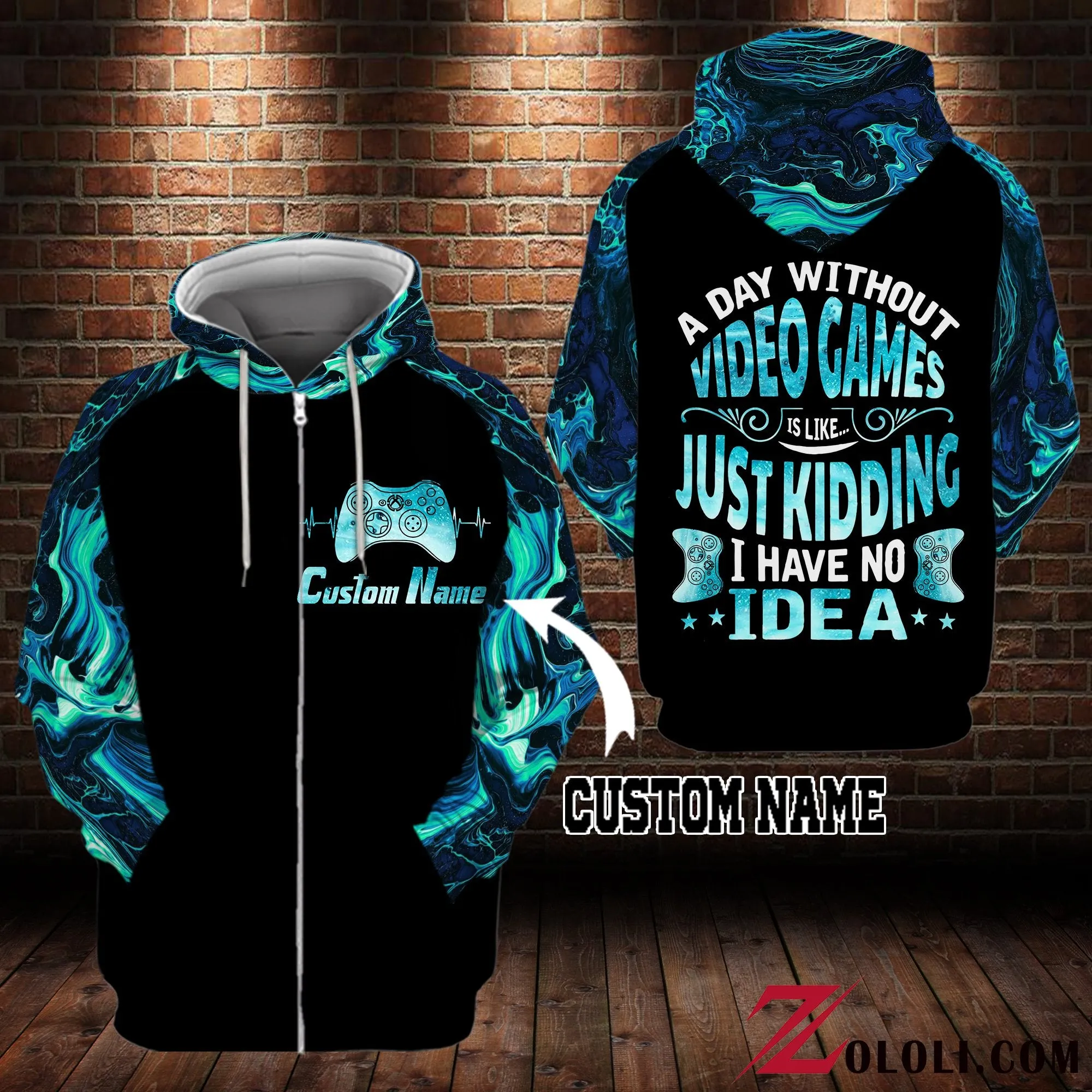 A day without video games is like just kidding i have no idea Hoodie 3D custom LKT