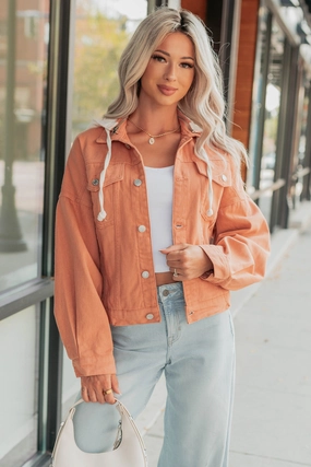 A New Chapter Signature 8 Hooded Denim Jacket (Peach) spring season