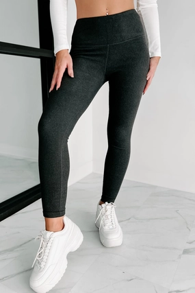 Doorbuster- Her Soft Side Brushed Fleece Leggings (Black) NoSlipGripperBand StretchableKnit