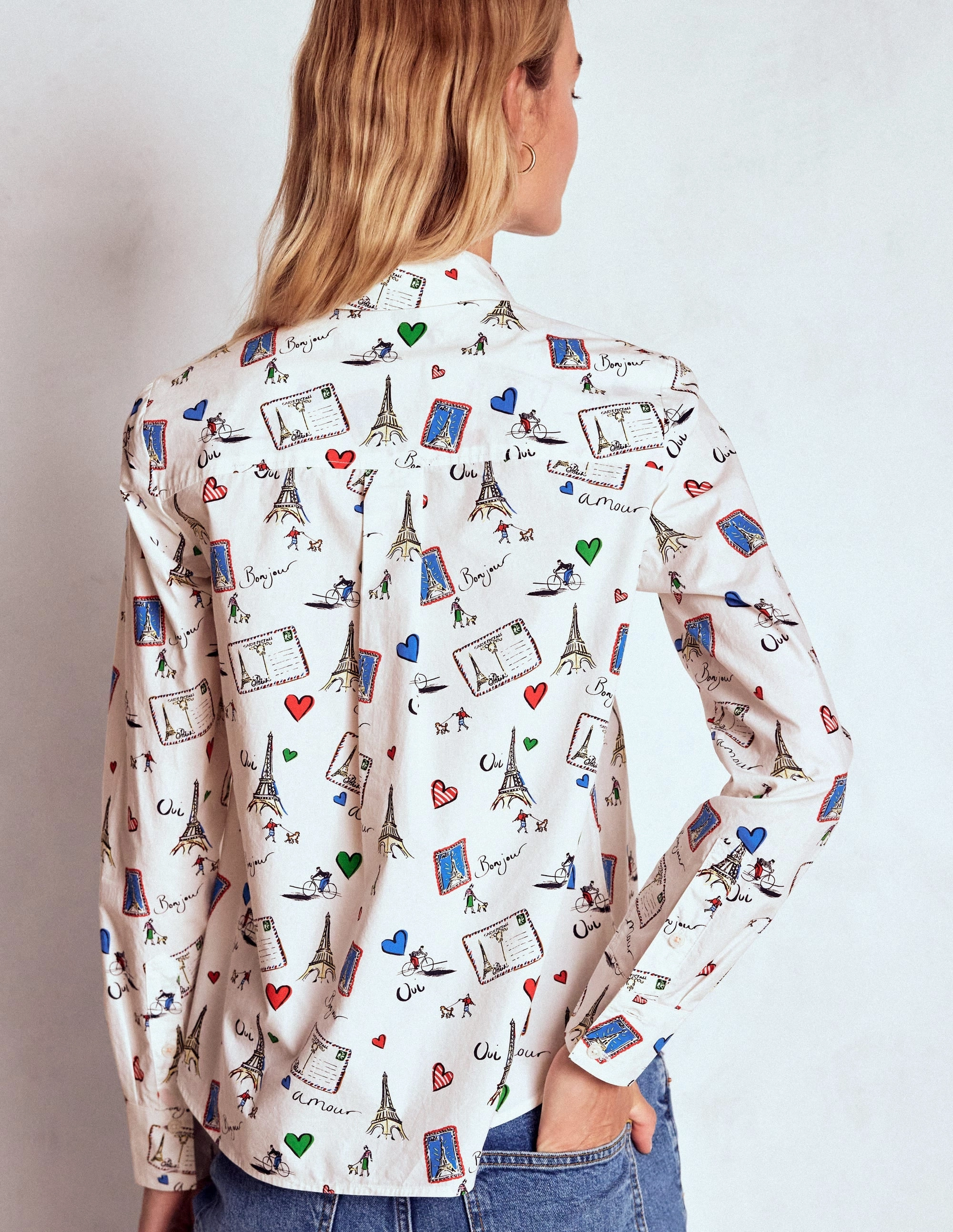 Sienna Cotton Shirt-Ivory, Postcard from Paris Stretch Comfort