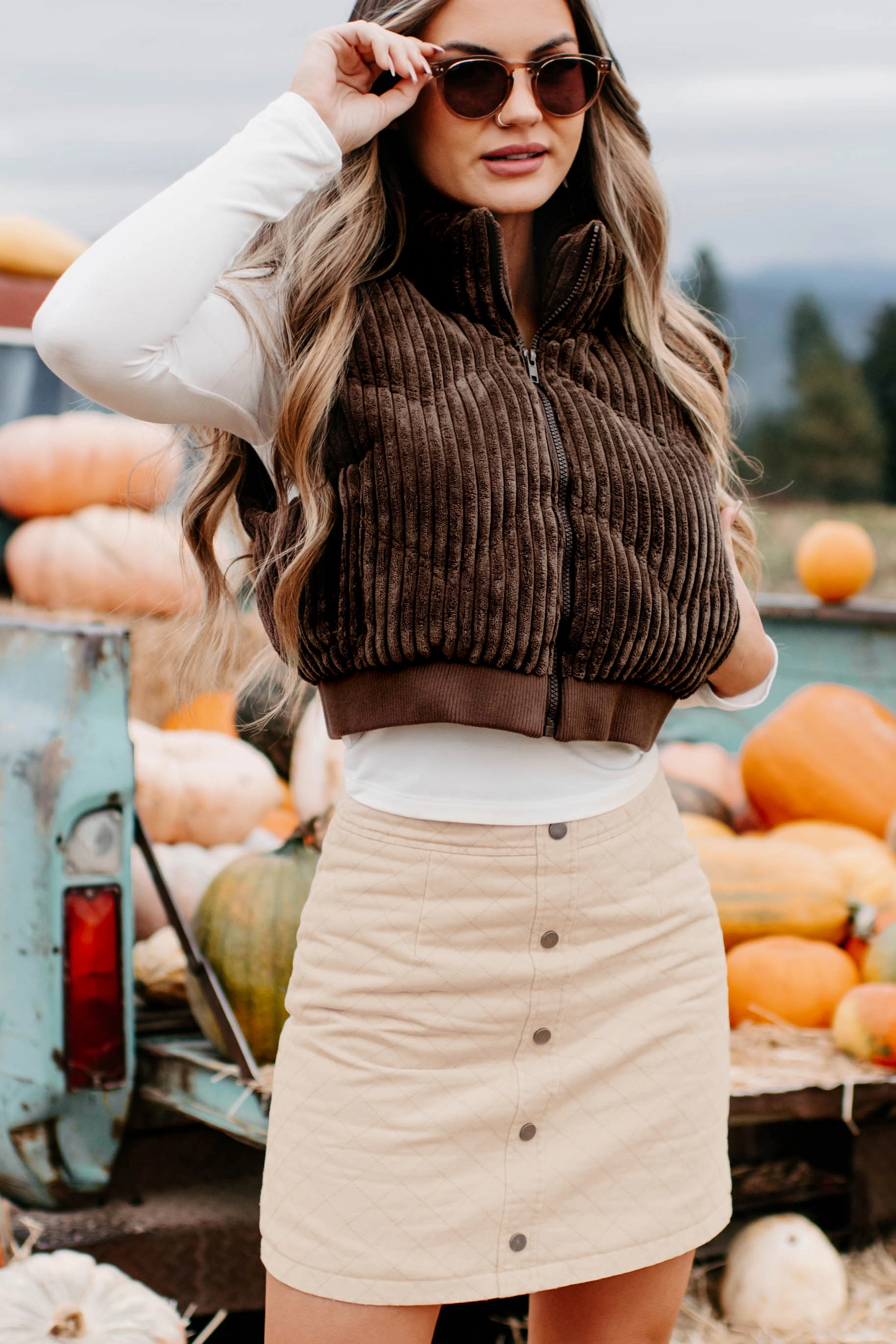 Wear Resistant Edge Way Up North Ribbed Puffer Vest (Chocolate)