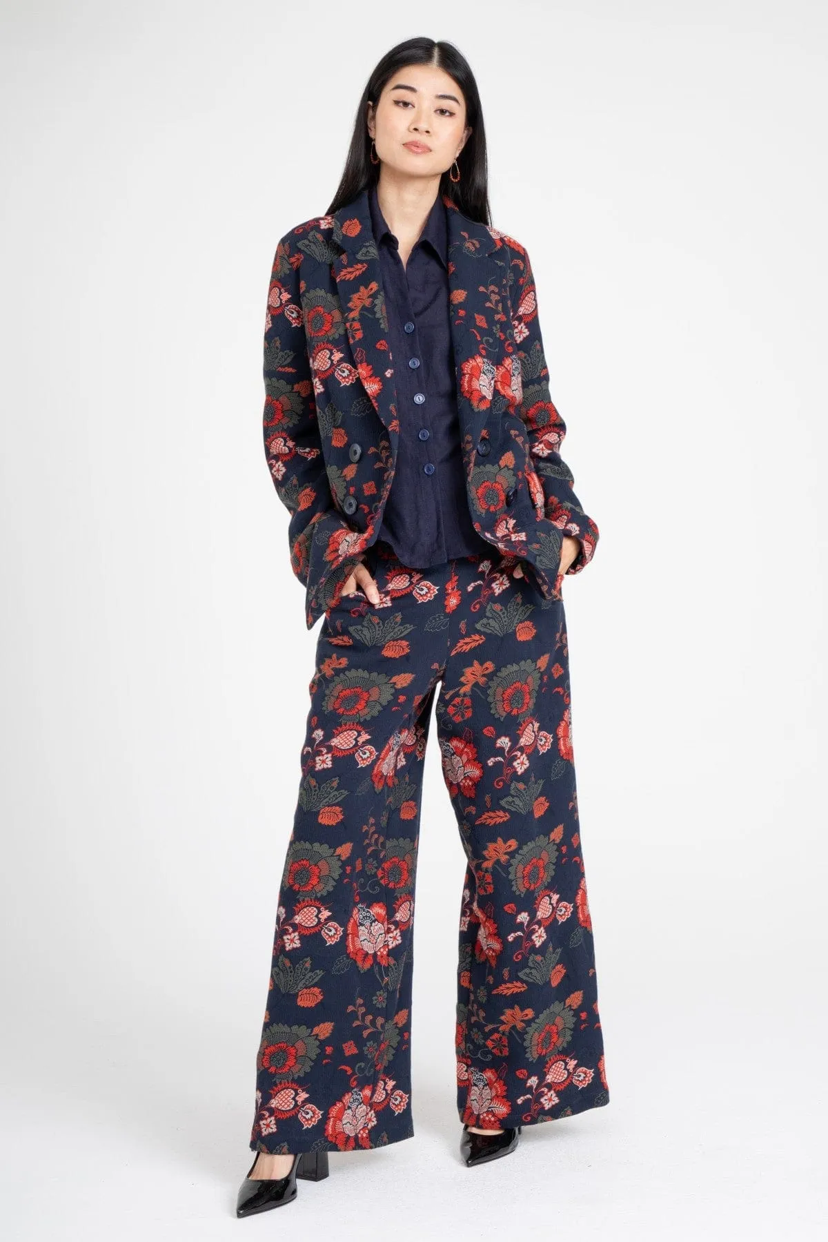 Lincoln Coat ?C Sapphire Damask Knee Length Snow Ready Outfit