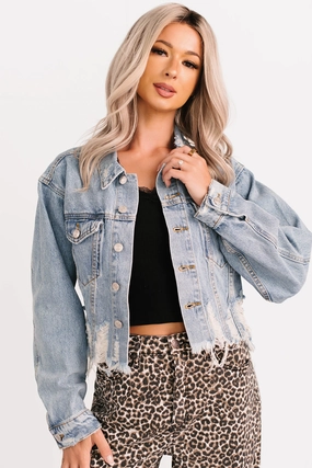 Standing Tall Signature 8 Distressed Denim Jacket (Medium Denim) Chill Wear Core Utility