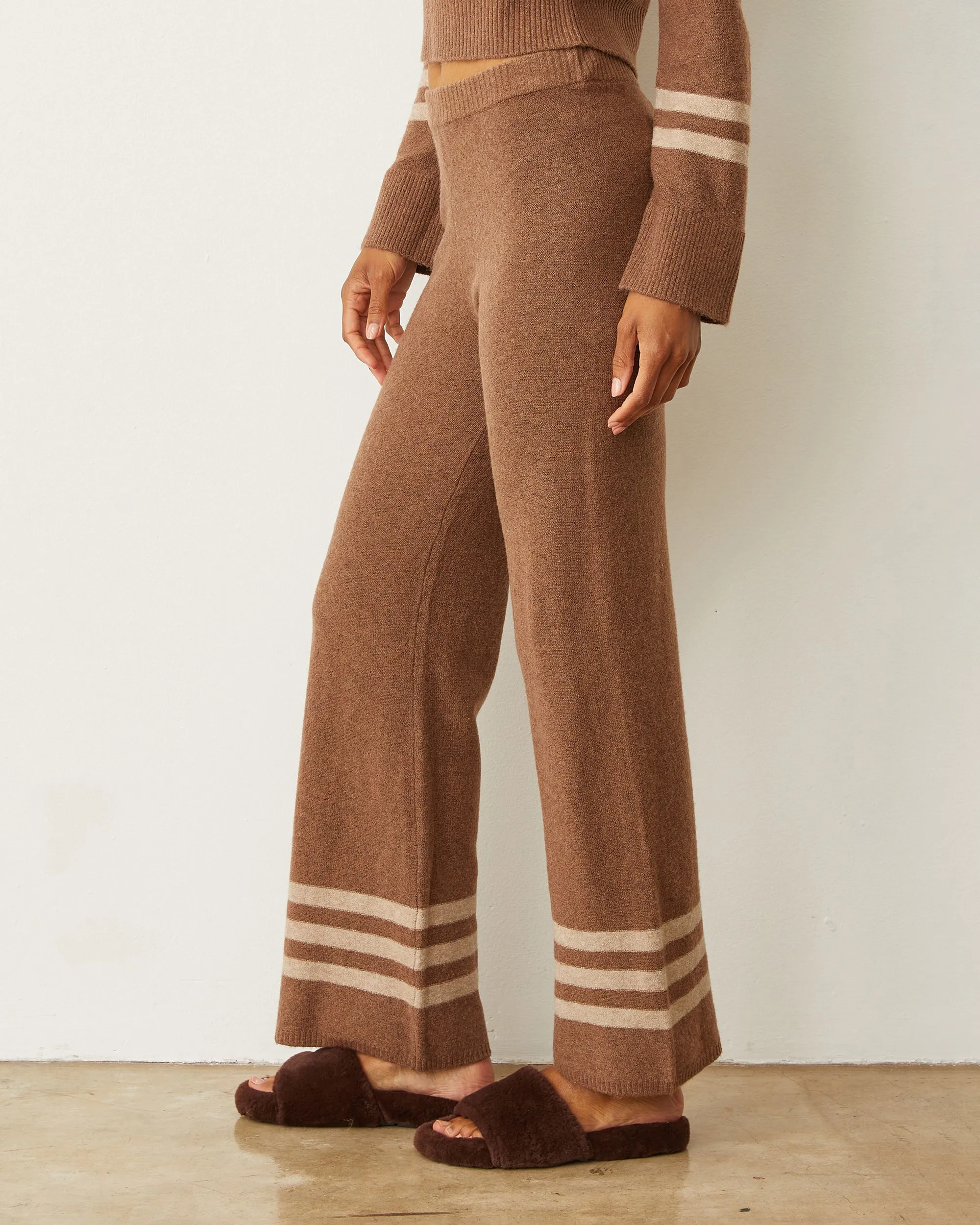 Plush Stripe Straight Leg Sweat Layering Comfort Double Stitched Seams