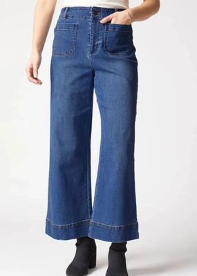 Loose Blouse AllClimateAdaptive Habitat Stretch Denim Wide Leg Ankle Jean in Dark Denim