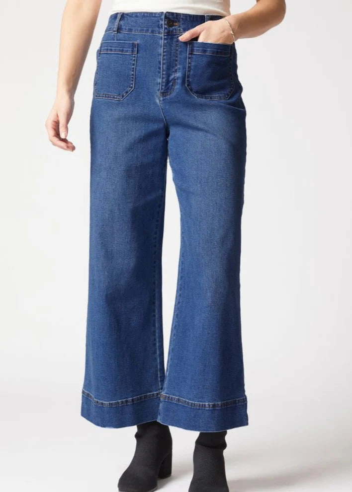 Habitat Stretch Denim Wide Leg Ankle Jean in Dark Denim All-Purpose