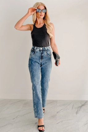 Ada High Rise Saige Dad Jeans (Medium) Slim Fit Design Chic Design