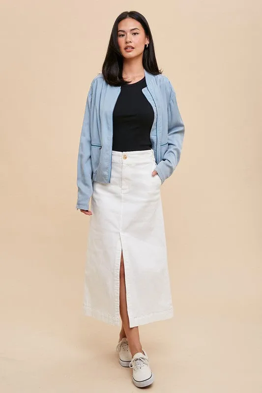 Addy Long Sleeve Bomber Jacket Blue