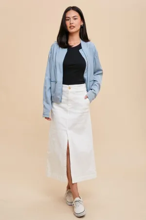 Addy Long Sleeve Bomber Jacket Blue