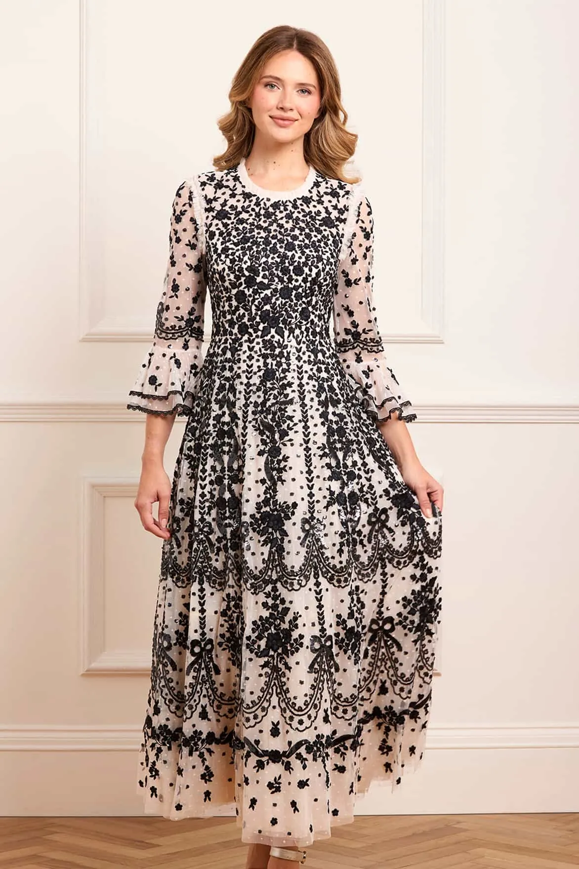 Adeline Round Neck Ankle Gown Cozy And Stylish
