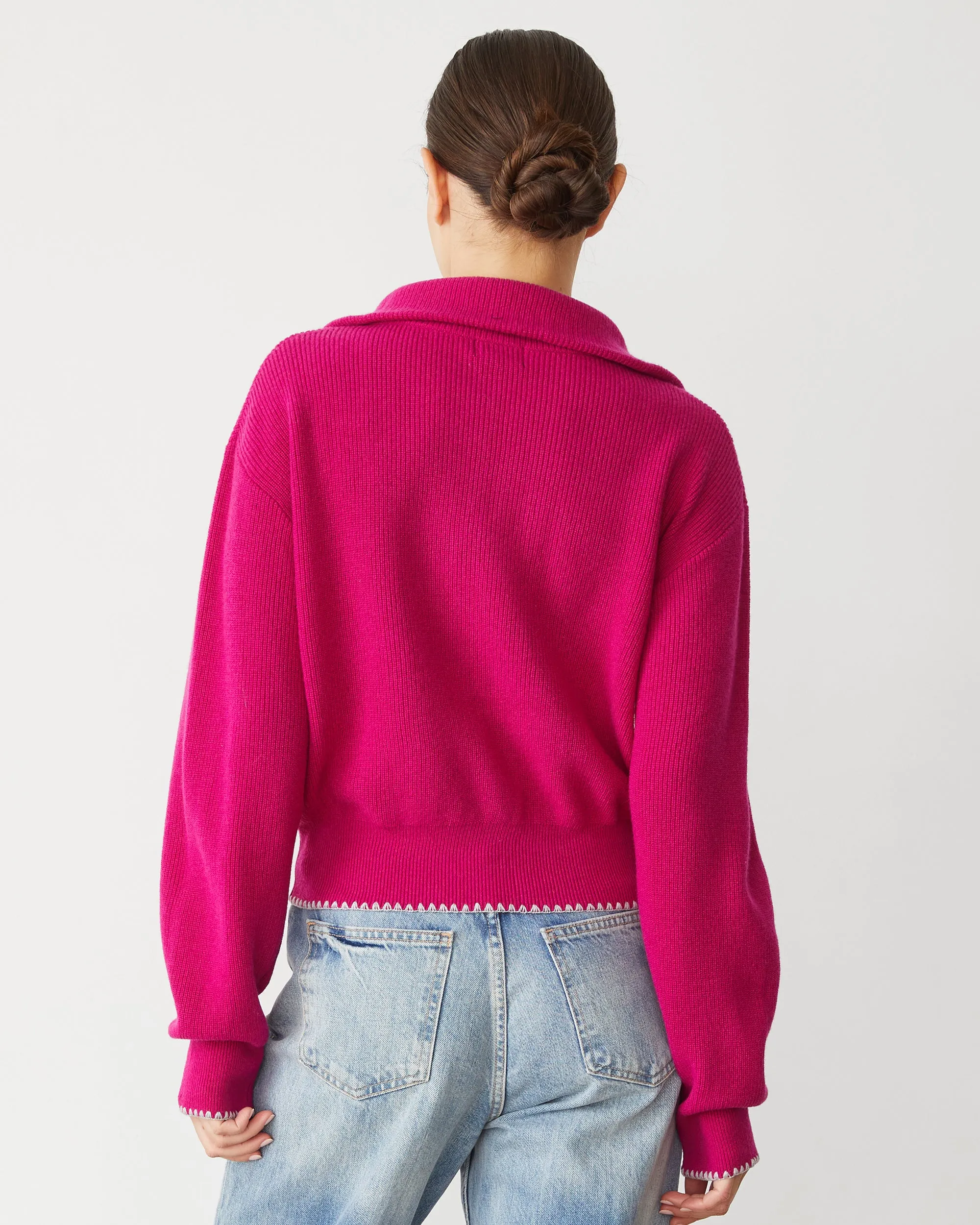 Ultraviolet Protection Fabric Wool Cashmere Half Zip Sweater