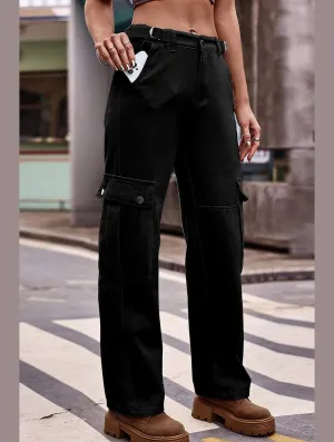 ADJUSTABLE WAIST LONG CARGO PANTS Casual Comfort Look Hiking Gear