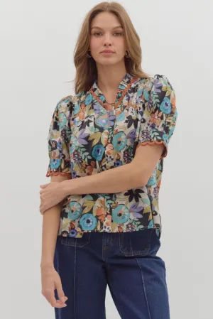 NonScratchyLining Isabella Floral Puff Sleeve Top