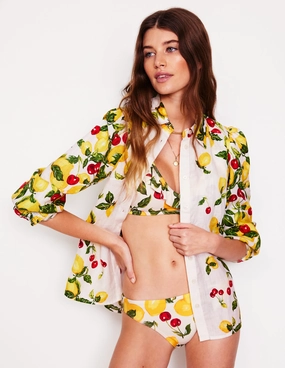 Versatile Strap System Classic Bikini Bottoms-Ivory, Cherries and Lemons