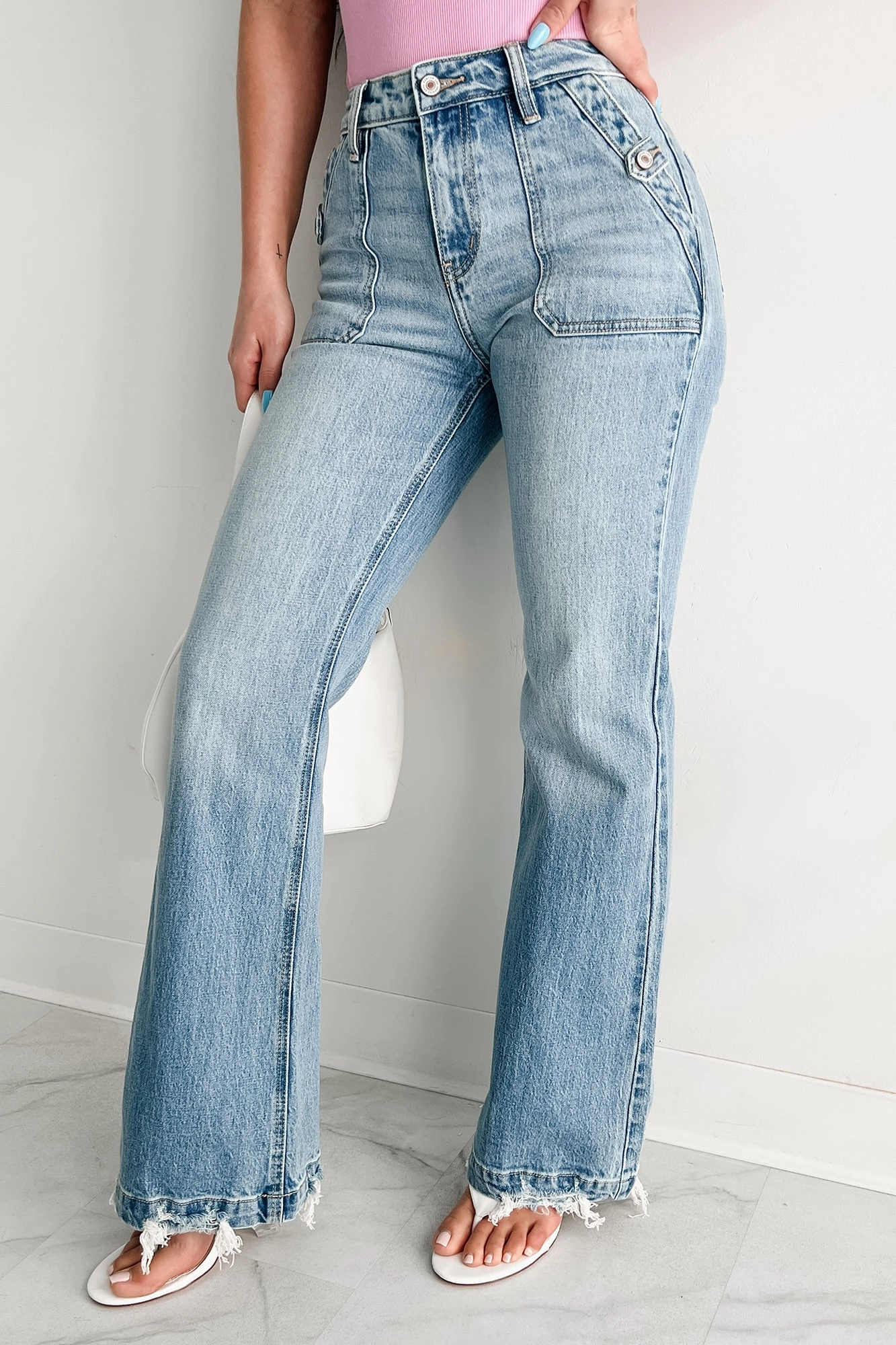 Torsion Support Structure Fitzgerald High Rise Wide Flare Kancan Jeans (Medium)