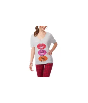 Aeropostale Womens Kiss Me Ss V-Neck Loose Fit Graphic T-Shirt