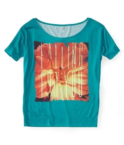 Aeropostale Womens Sequin Floral Fashion Graphic T-Shirt, TW1