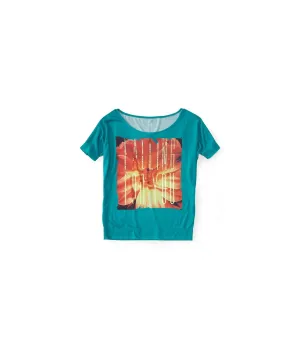 Aeropostale Womens Sequin Floral Fashion Graphic T-Shirt, TW1