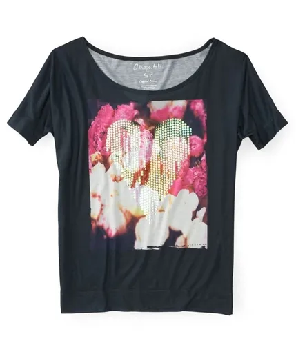 Aeropostale Womens Sequin Floral Fashion Graphic T-Shirt, TW2