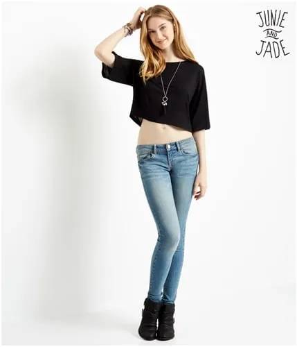 Aeropostale Womens Solid Boxy Basic T-Shirt