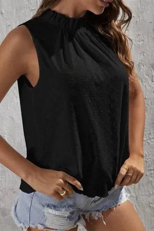 TIED HALTER NECK PUNCHING TOP Snag Free Fabric